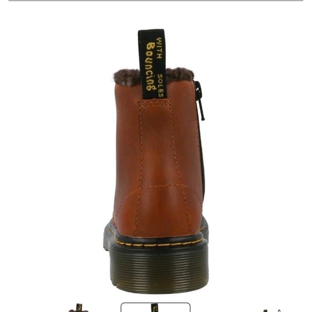 Dr. Martens 1460 Serena Unisex Kids Boots Sz 4 Brown Leather Faux Fur Lined - Picture 3 of 10